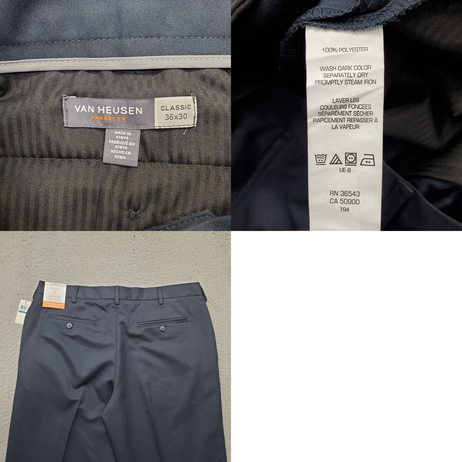 Van Heusen Van Heusen Traveler Pants Mens 36x30 Navy Premium Non-Iron Classic Straight Leg Pants Mens Size 36 Navy White? Size US 36 / EU 52 - 8 Thumbnail