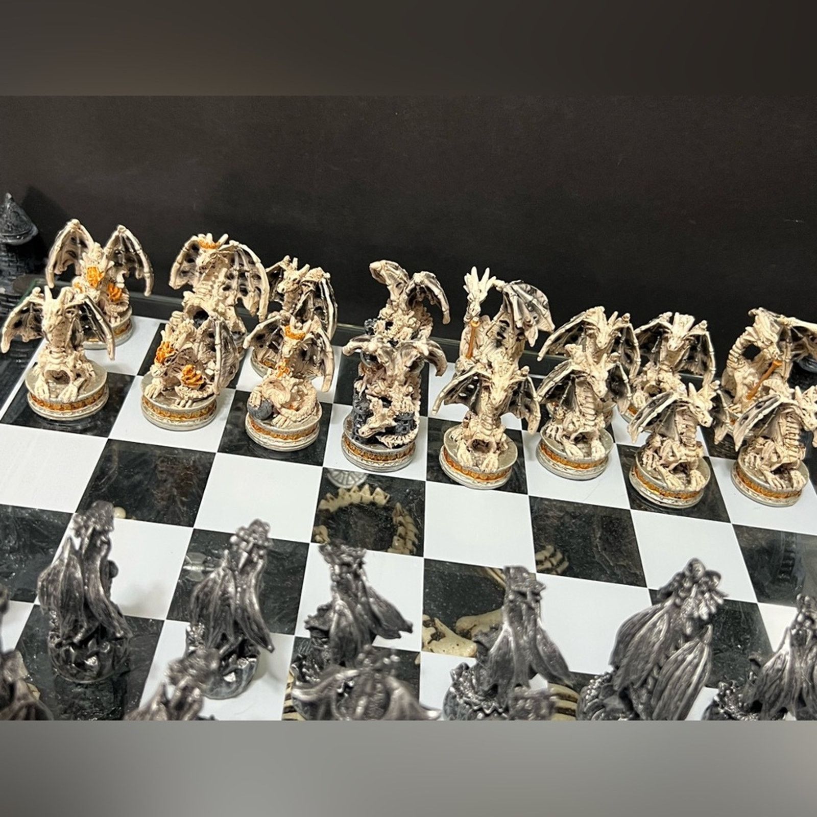 Other Chess Set Base 3D Dragons Fantasy Glass Board - 4 SETS Size ONE SIZE - 16 Thumbnail