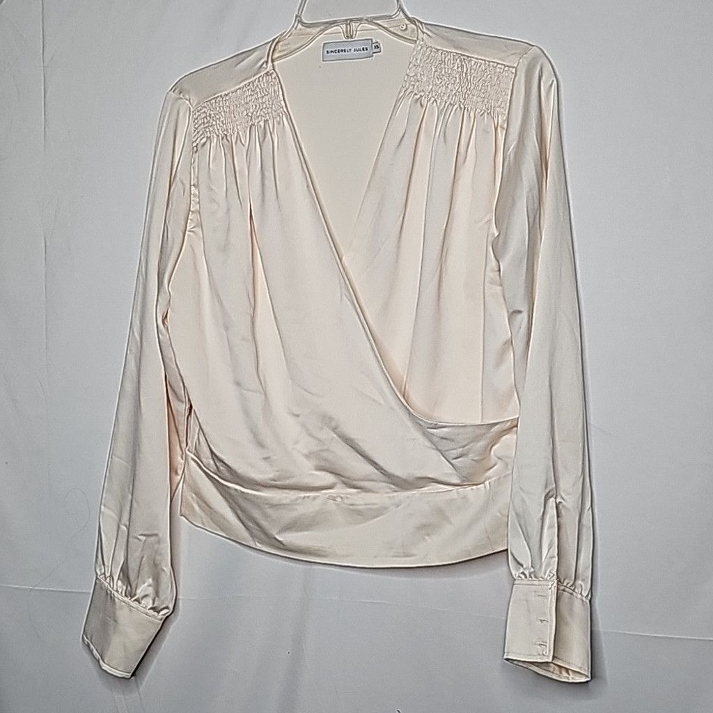 The Unbranded Brand Sincerely Jules wrap across long sleeve poplin blouse top XS Size XS / US 0-2 / IT 36-38 - 1 Thumbnail