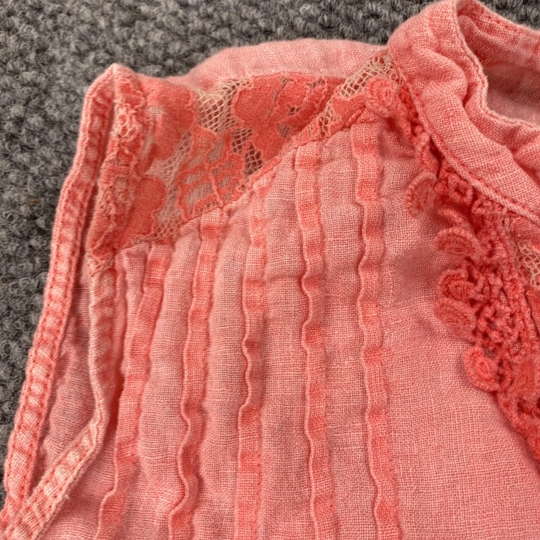 Vintage Alessia Pacini Shirt 2X Coral Linen Lace Sleeveless Tunic Flowy Italy Womens Size XXL / US 16-18 / IT 52-54 - 5 Thumbnail