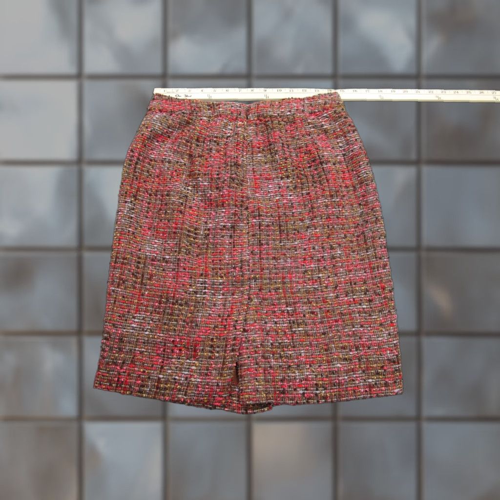 J.Crew J.CREW Pencil Skirt 6 Brown Red Pink Plaid Workwear Business Preppy Womens Knee Length Zipper Lined Tweed Polyester Size 28" / US 6 / IT 42 - 1 Thumbnail