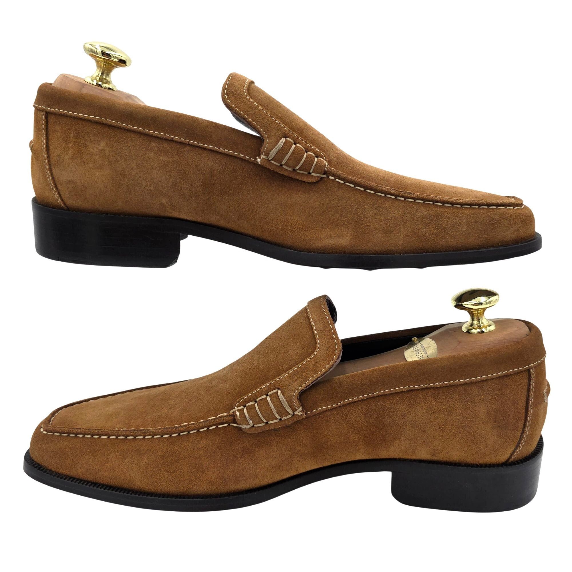 Donald Pliner NEW Donald J. Pliner Italy Camel Tan Sport Suede Loafers 7M Size US 7 / EU 40 - 6 Thumbnail
