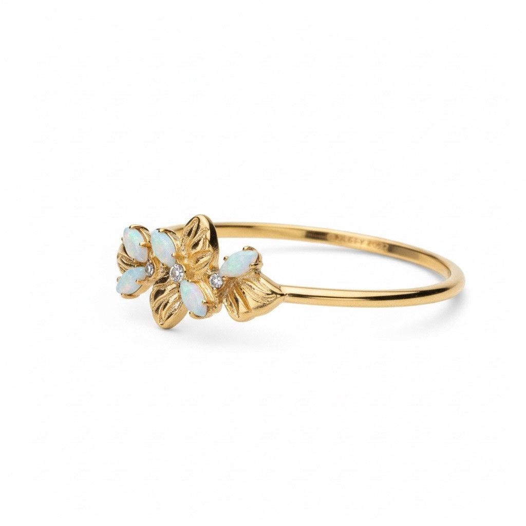 Anne Klein Anne Klein Gold Tone Opal Flower Hinged Bangle Bracelet Size ONE SIZE - 2 Thumbnail