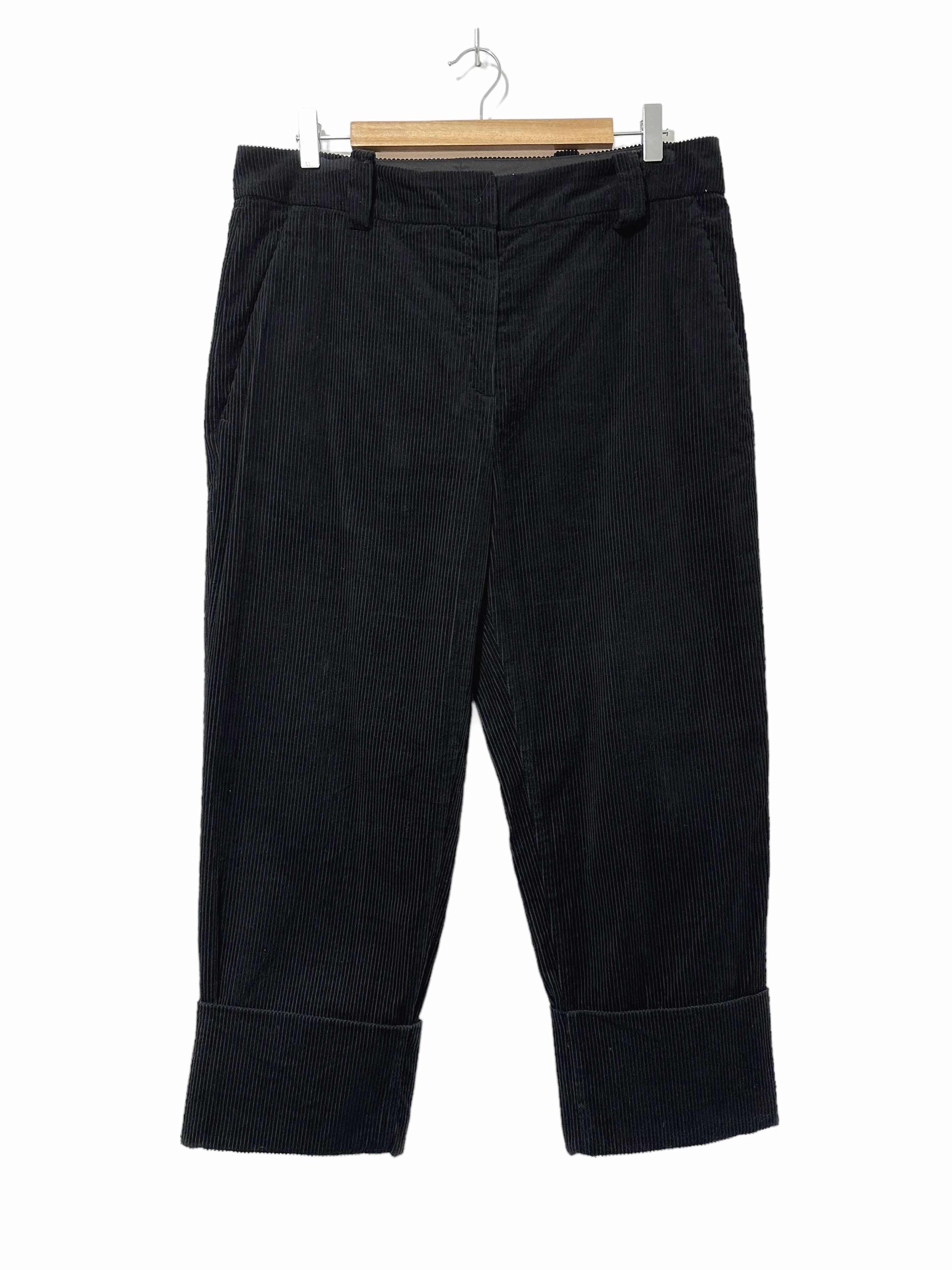 Annette Gortz Black Cropped Velvet Relaxed Pants EU42