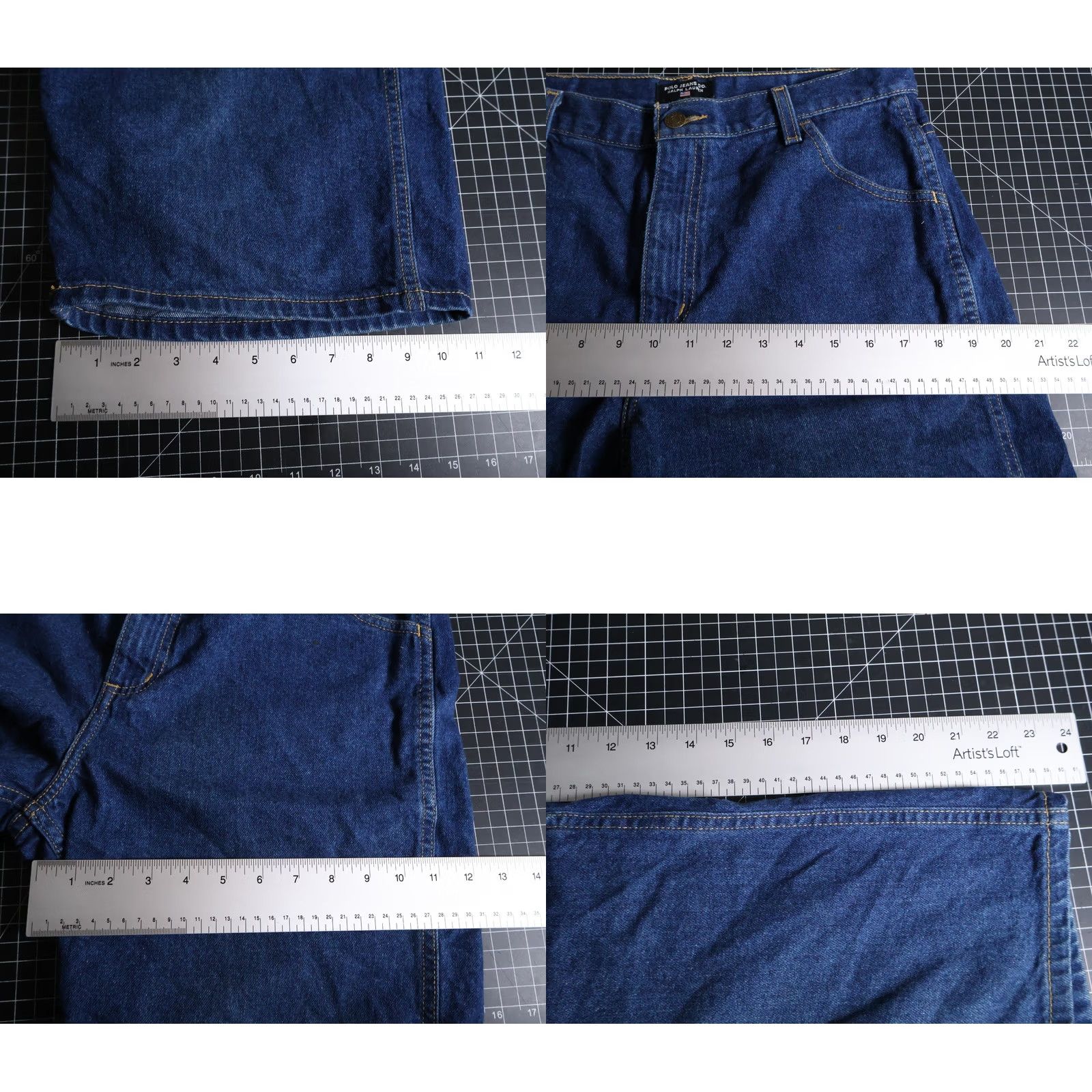Ralph Lauren VINTAGE Polo Jeans Co Carpenter Jean Shorts Womens 20 Bermuda Denim 90s Retro Blue Jeans Polo Jeans Co Women 20 Size 24" / US 00 / IT 34 - 8 Thumbnail