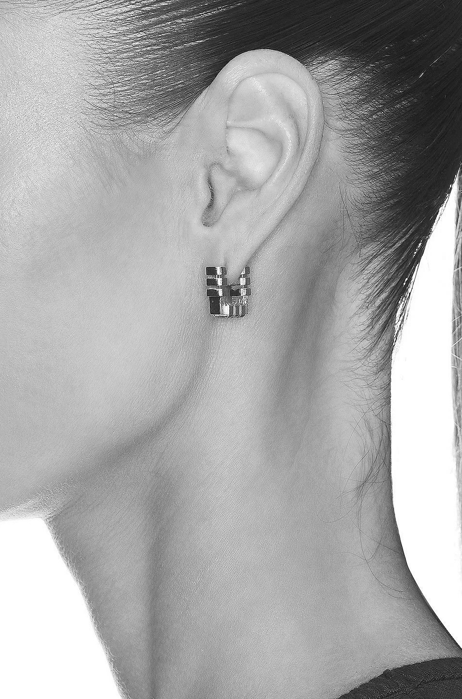 BOTTEGA VENETA Brick Sterling silver square hoop earrings q