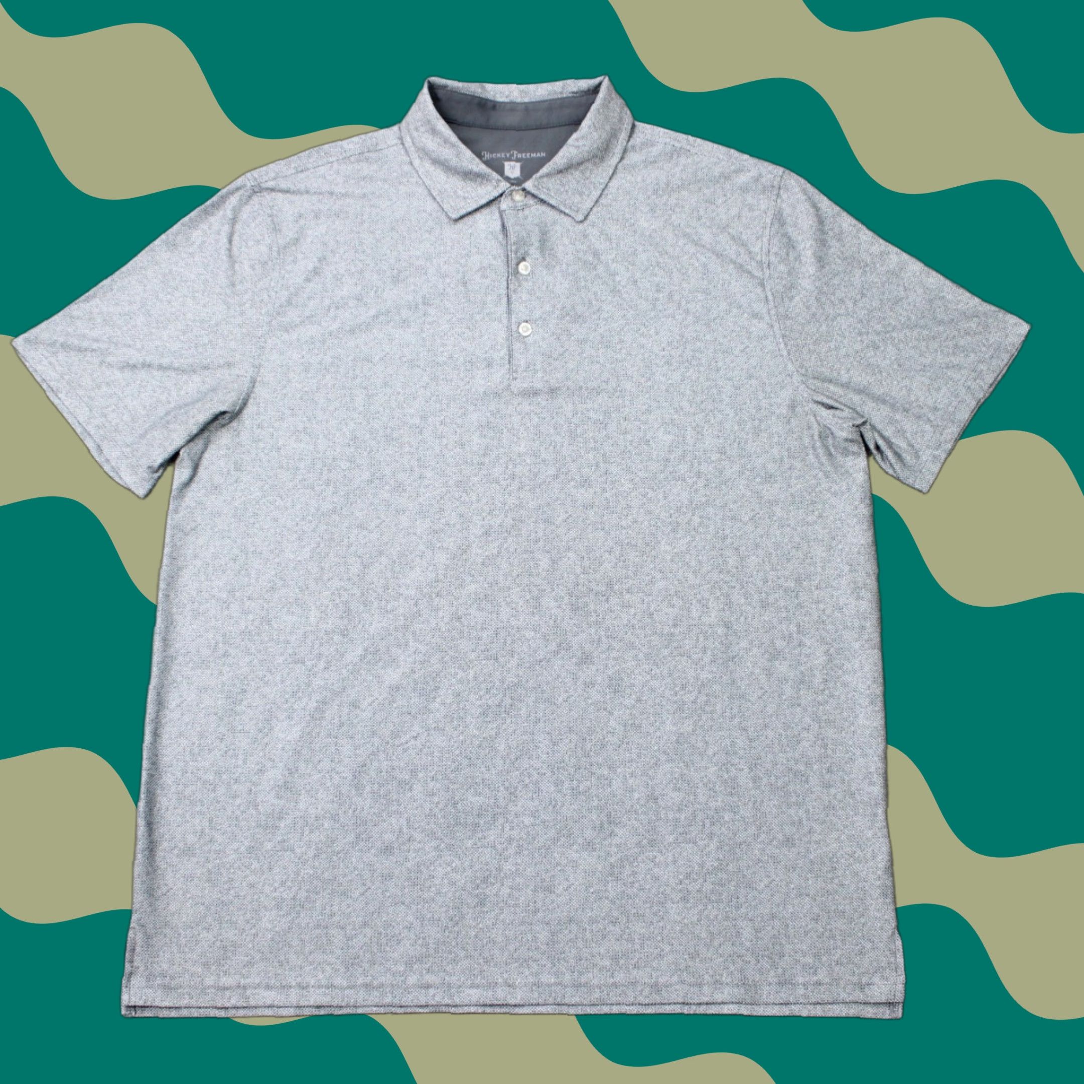 Vintage Hickey Freeman Golf Polo Shirt Mens Large Gray Geometric Short Sleeve Pullover Size US L / EU 52-54 / 3 - 1 Thumbnail