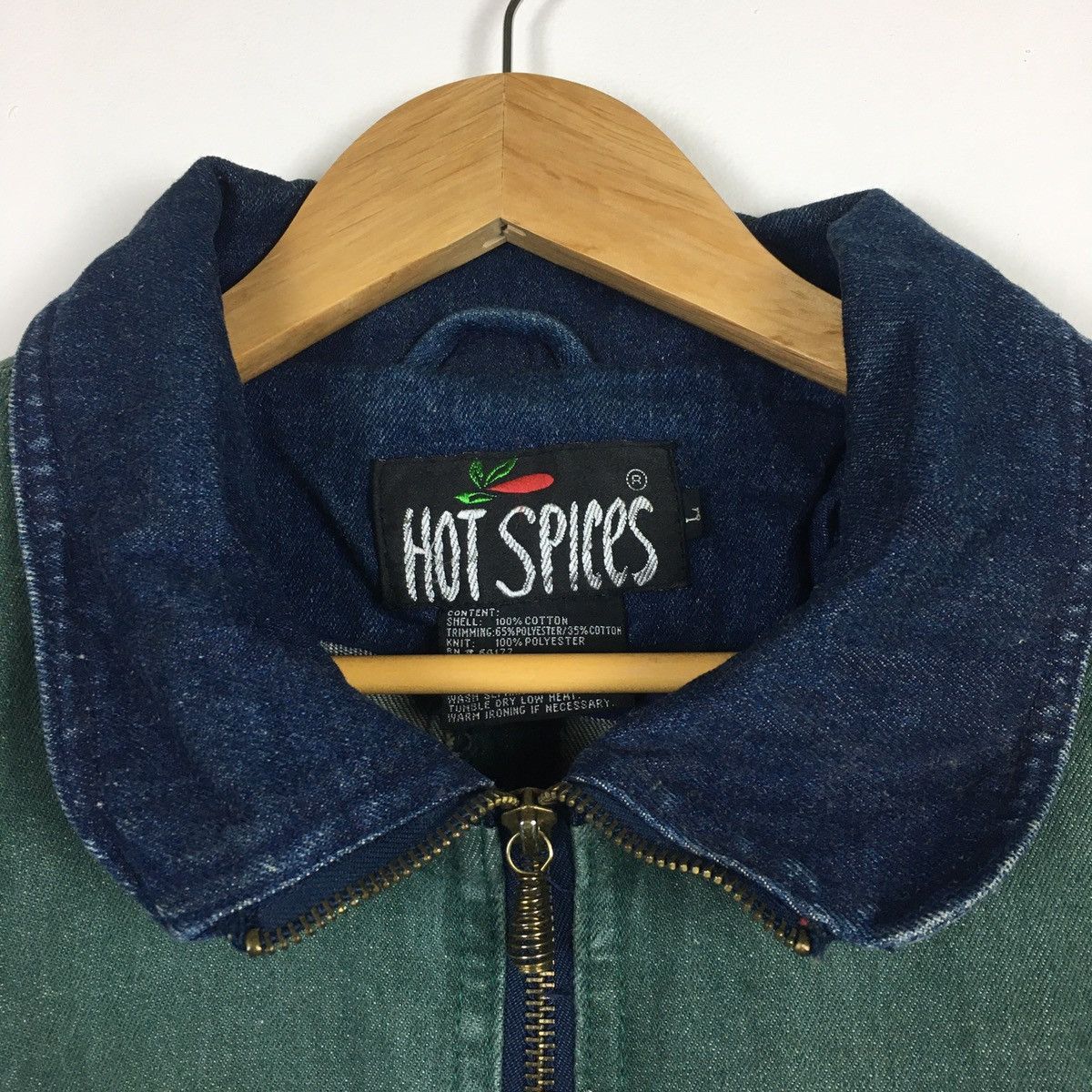 Vintage Vintage Hot Spices Colour Block Denim Bomber Size L / US 10 / IT 46 - 7 Thumbnail