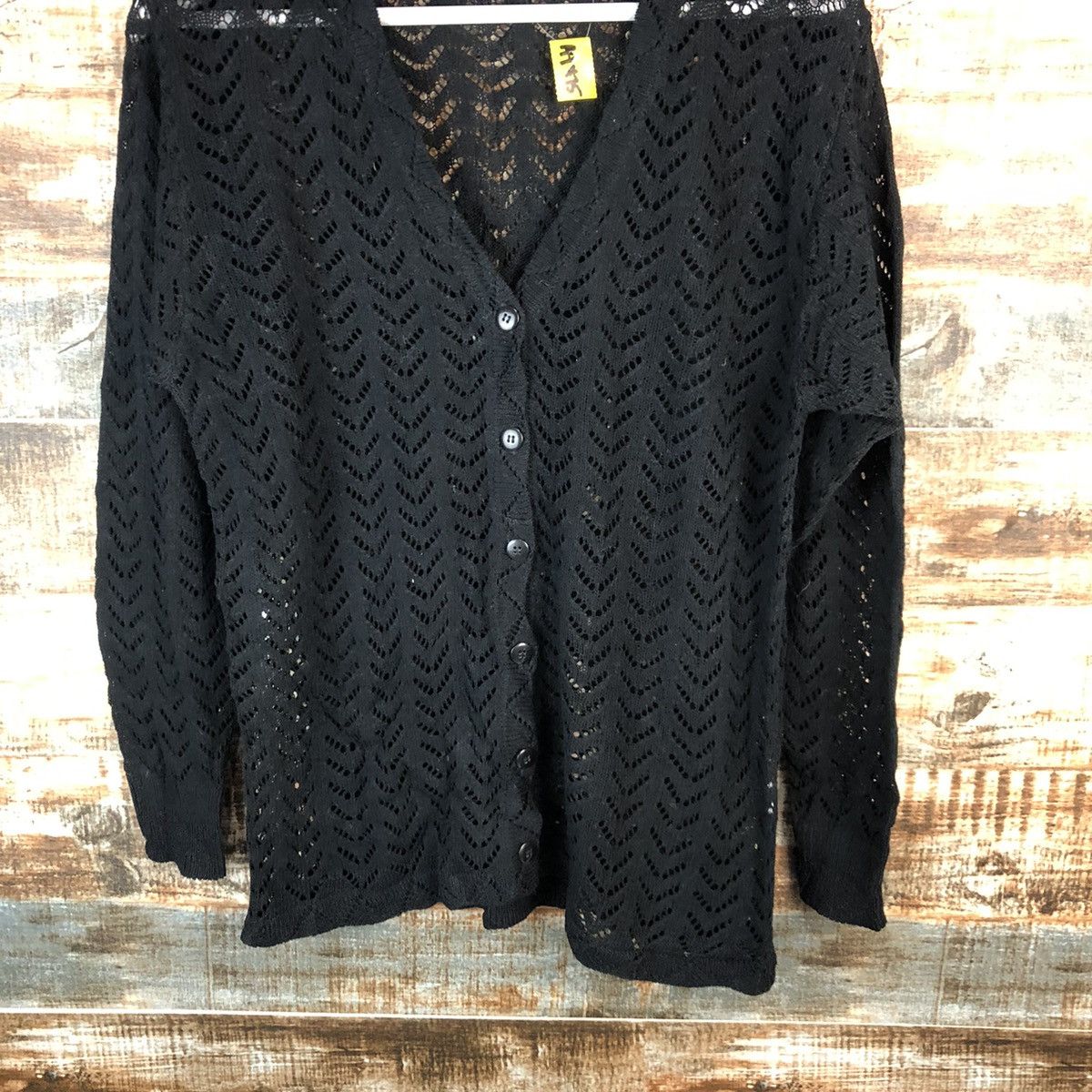 Japanese Brand Port Villa Black Cardigan crochet Knitwear #A1475 Size M / US 6-8 / IT 42-44 - 6 Thumbnail