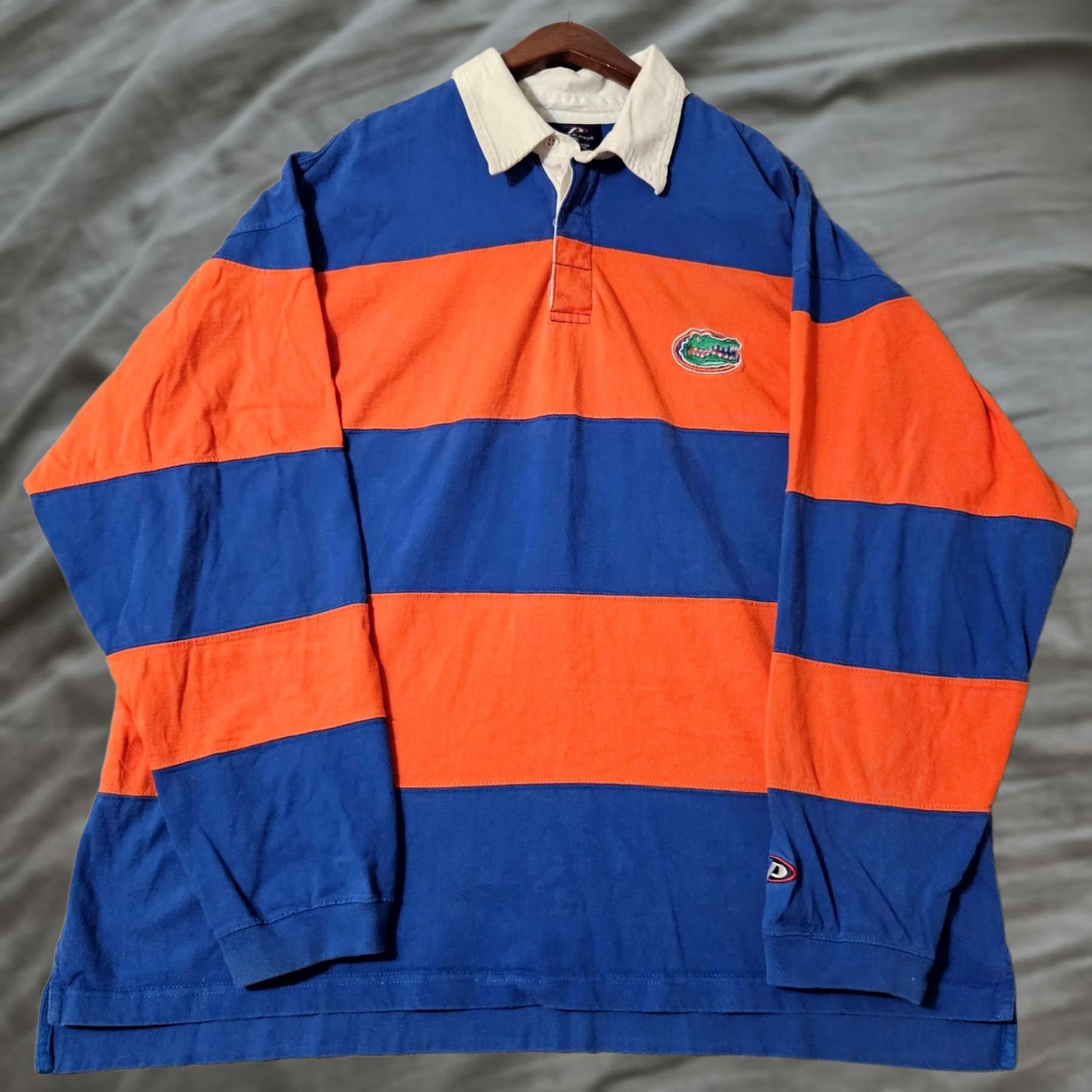 Pro Player Pro Player Rugby Style Shirt Mens 2XL Orange Blue Striped Size US XXL / EU 58 / 5 - 1 Thumbnail