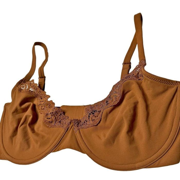 FITS EVERYBODY LACE UNLINED SCOOP BRA, CLAY