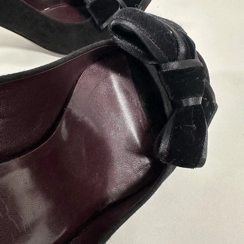 Gucci Gucci Black Suede Peep-Toe Heels with Bow- Size US 8 / IT 38 - 8 Thumbnail