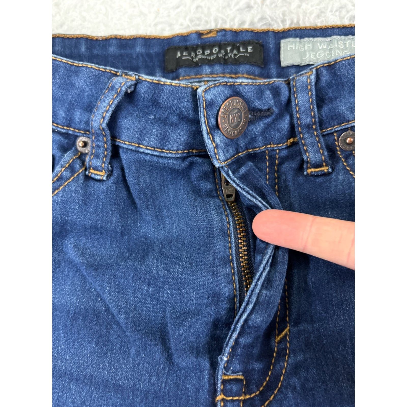 Vintage Aéropostale Jeans Womens 6 Long Blue High Waisted Jegging Cotton Blend 25x28 Denim Stretch 5-Pocket Mens Women Girls? Wait. Size 28" / US 6 / IT 42 - 5 Thumbnail