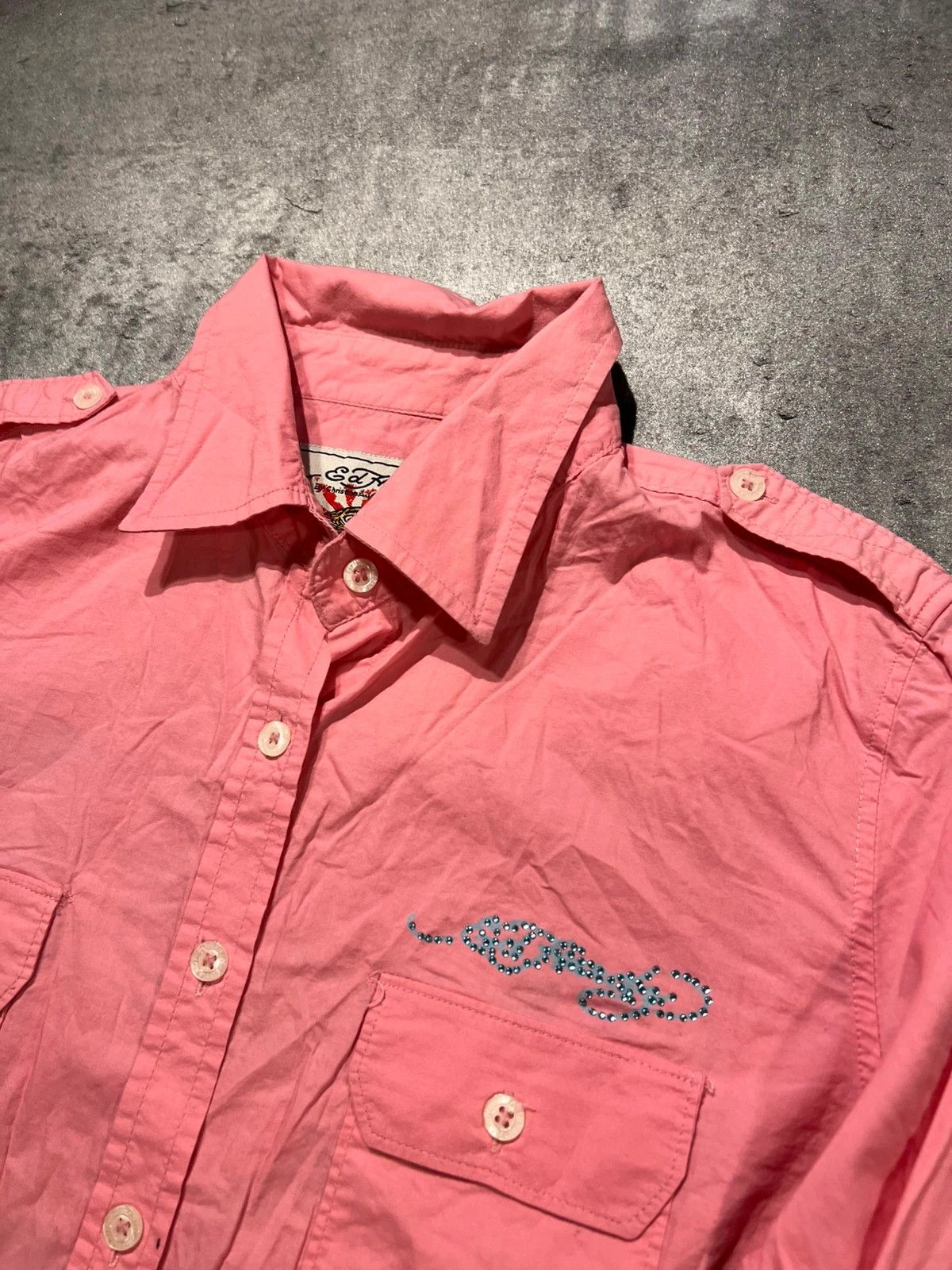 Ed Hardy Pink womens ed hardy shirt with crystals y2k couqette 2000s Size S / US 4 / IT 40 - 6 Thumbnail
