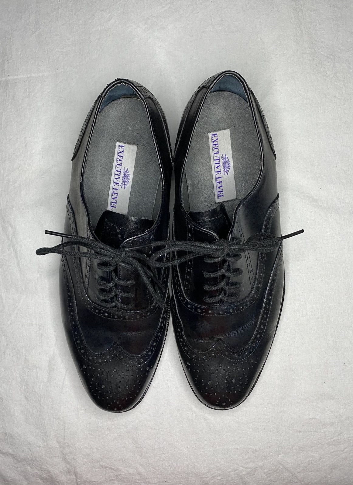 Other Executive Level Black Leather Oxford Wingtip Shoes 10 EW Size US 10 / EU 43 - 8 Thumbnail