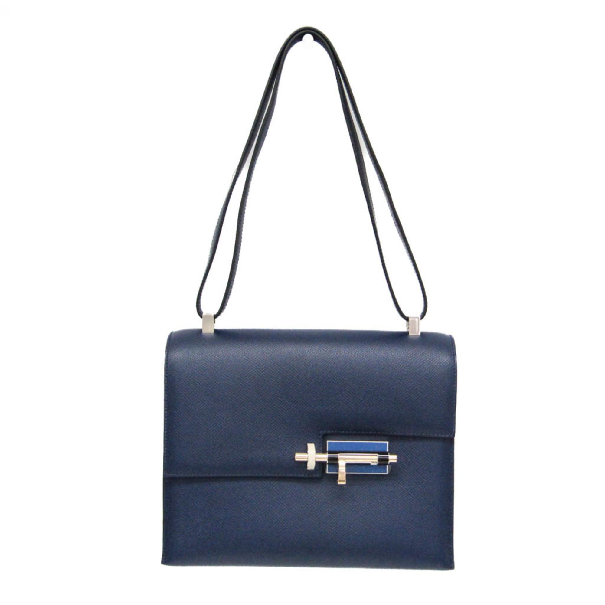 Hermes Verrou Women's Epsom Leather Shoulder Bag Navy