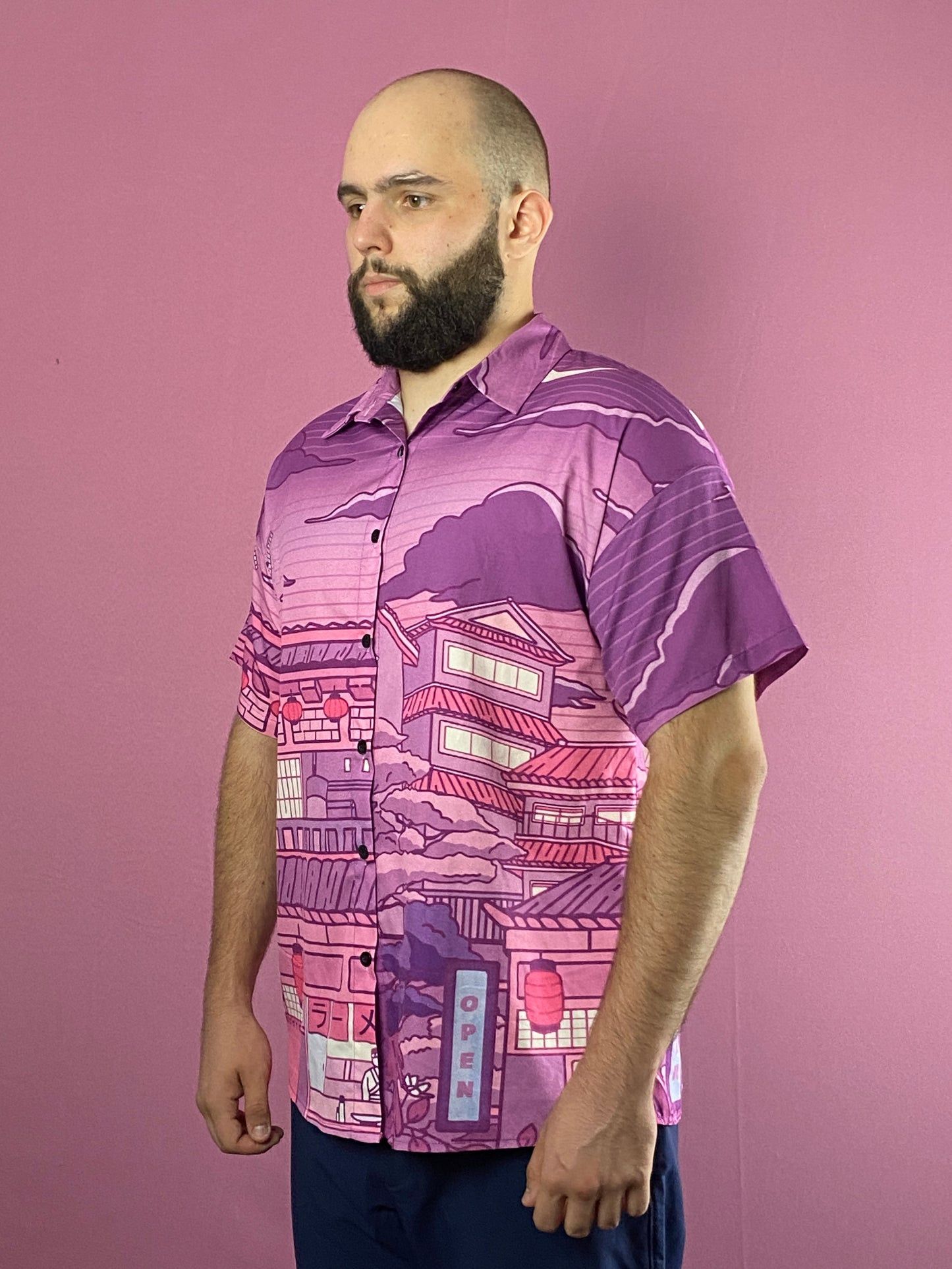 Vintage Romwe Vintage Men's Japanese Street Print Sleeve Shirt Size US S / EU 44-46 / 1 - 1 Thumbnail