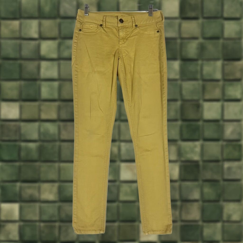 Vintage Maurices Skinny Pants Womens Size S Yellow Stretch Cotton Blend Pockets Size 38" / US 16 / IT 52 - 1 Thumbnail