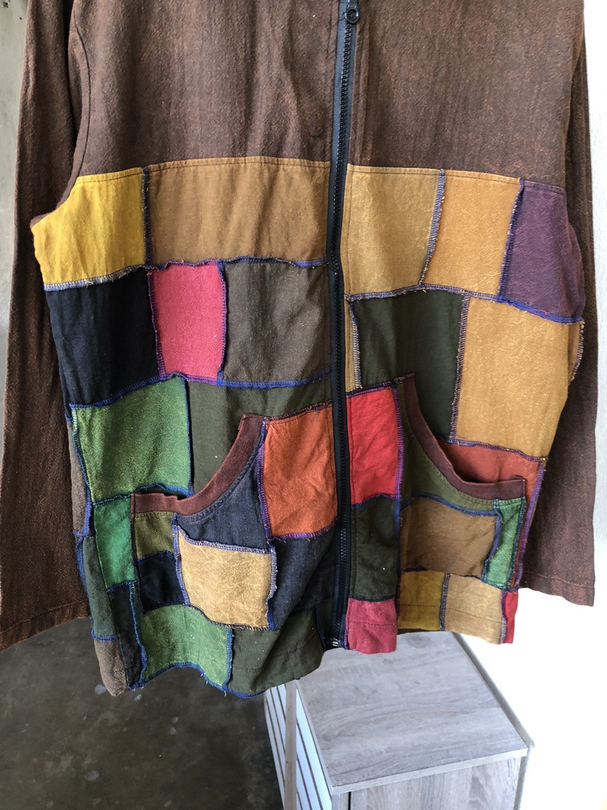 Vintage Unbrands Patchwork Zipper Jacket Hoodie Size US L / EU 52-54 / 3 - 6 Thumbnail