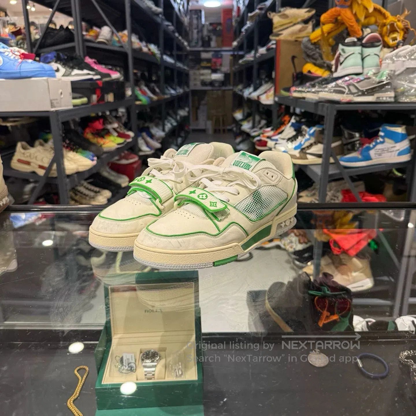 Louis Vuitton Louis Vuitton LV Trainer Velcro White Green. Size US 10.5 / EU 43-44 - 1 Thumbnail