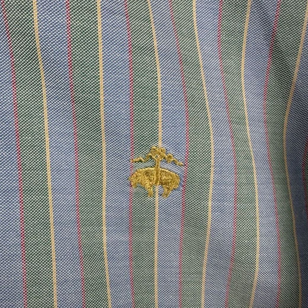 Brooks Brothers Brooks Brothers Shirt Mens Large Green Regent Stripe Supima Cotton Button Up Shirt Size US L / EU 52-54 / 3 - 7 Thumbnail