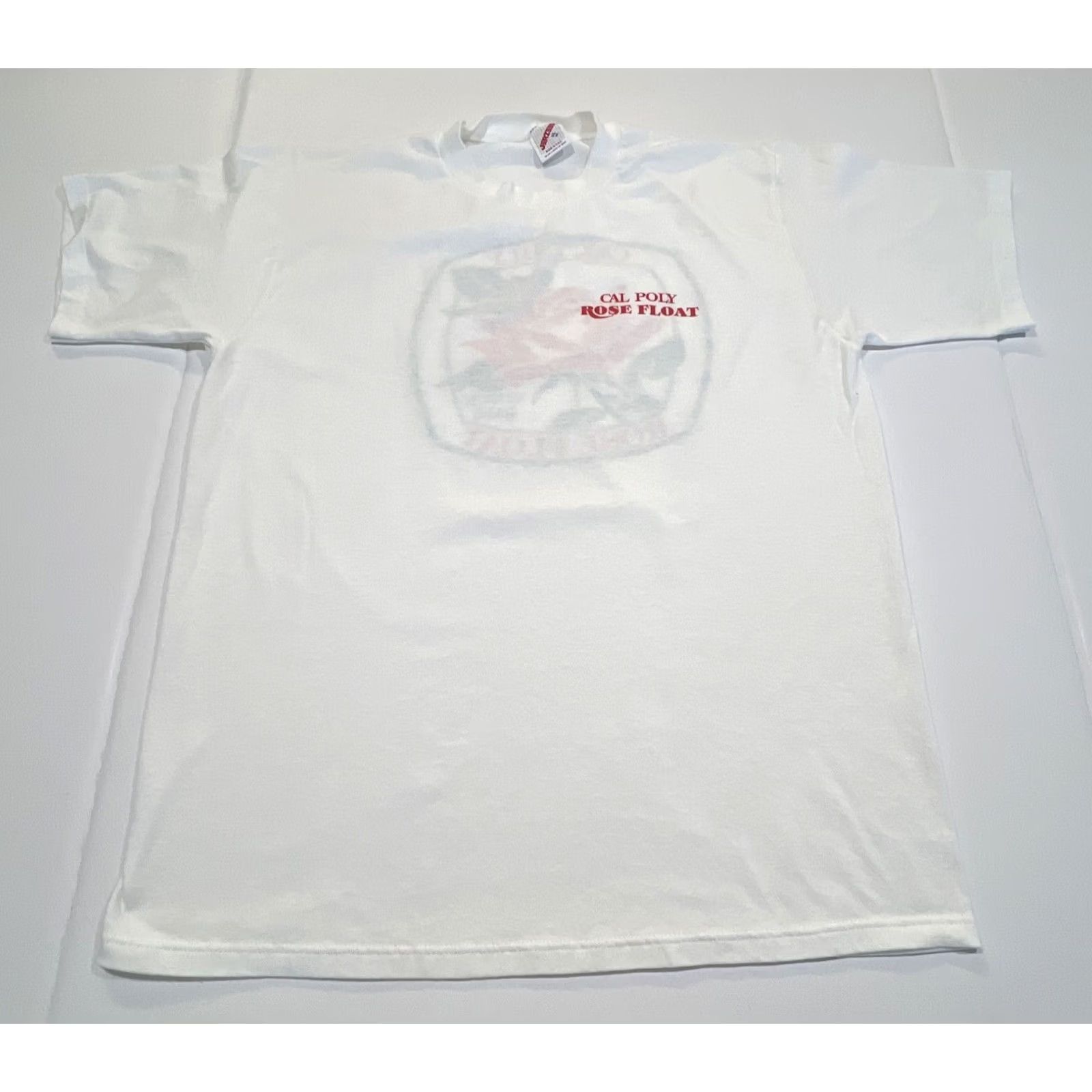 Jerzees VINTAGE Cal Poly Rose Parade T Shirt XL Unisex White 1990s Jerzees Double Side Graphic Single Stitch Size US XL / EU 56 / 4 - 7 Thumbnail
