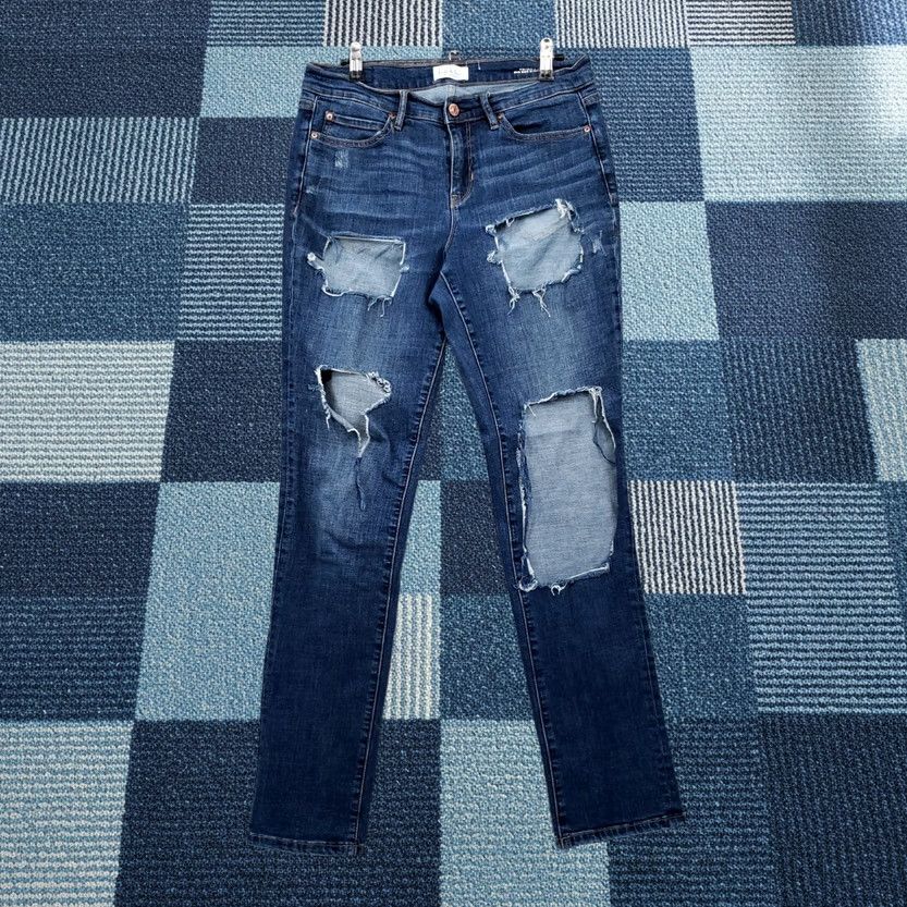 Nicole Miller Nicole Miller Jeans Womens 6 Mid-Rise Tribeca Straight Ripped Medium Blue Denim Size 28" / US 6 / IT 42 - 1 Thumbnail