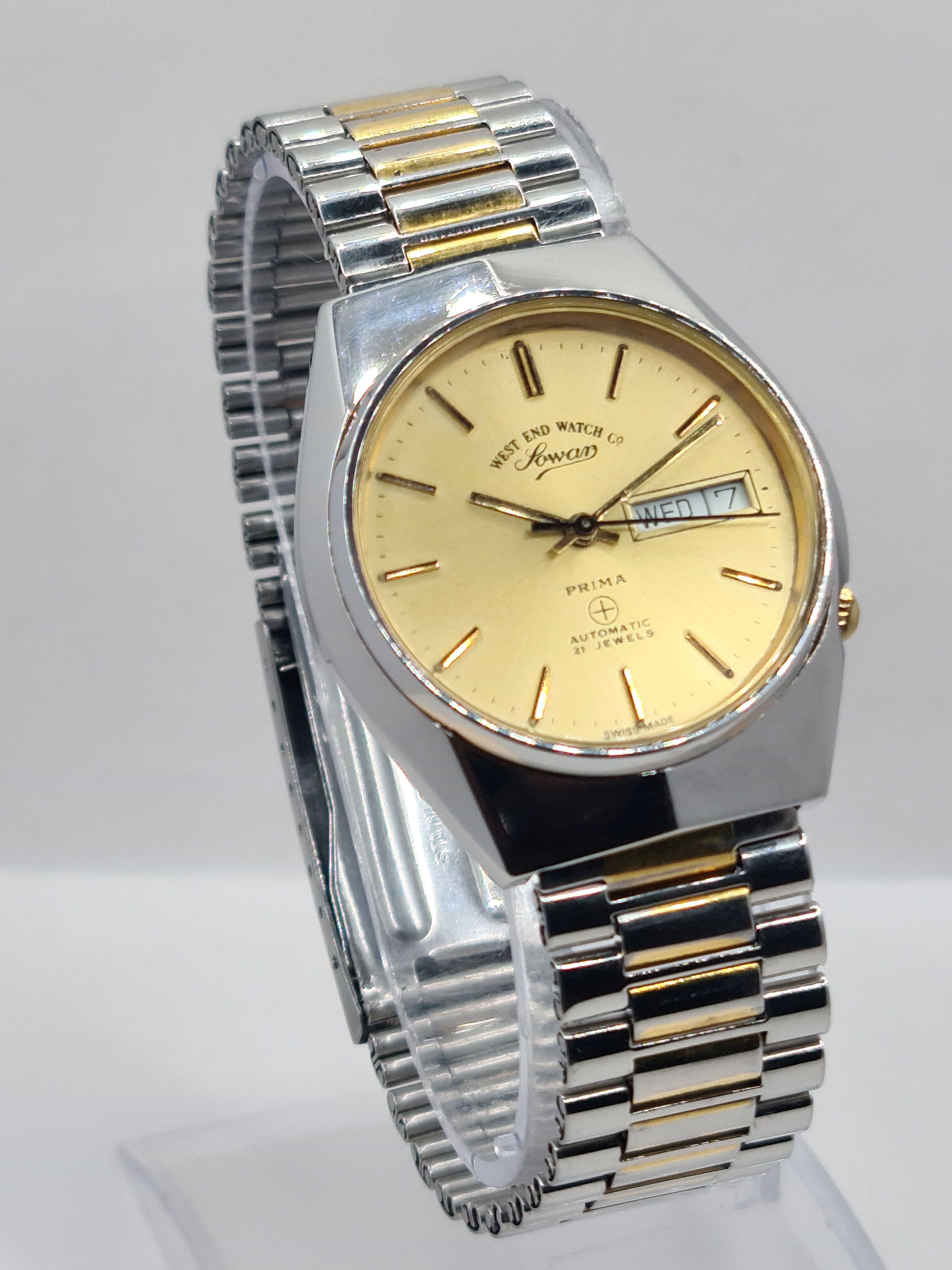 Vintage West End Sowar Prima Auto 21J Swiss Watch Gold Two-Tone Size 36 - 3 Thumbnail