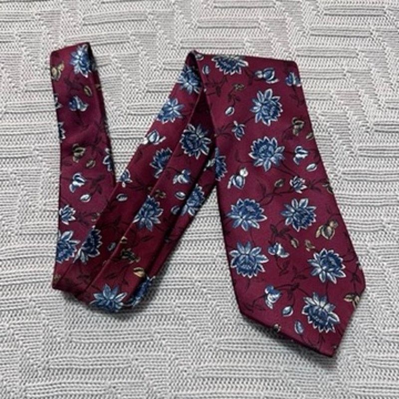 Other Vintage Peters & Ashley burgundy and blue floral silk tie Size ONE SIZE - 1 Thumbnail
