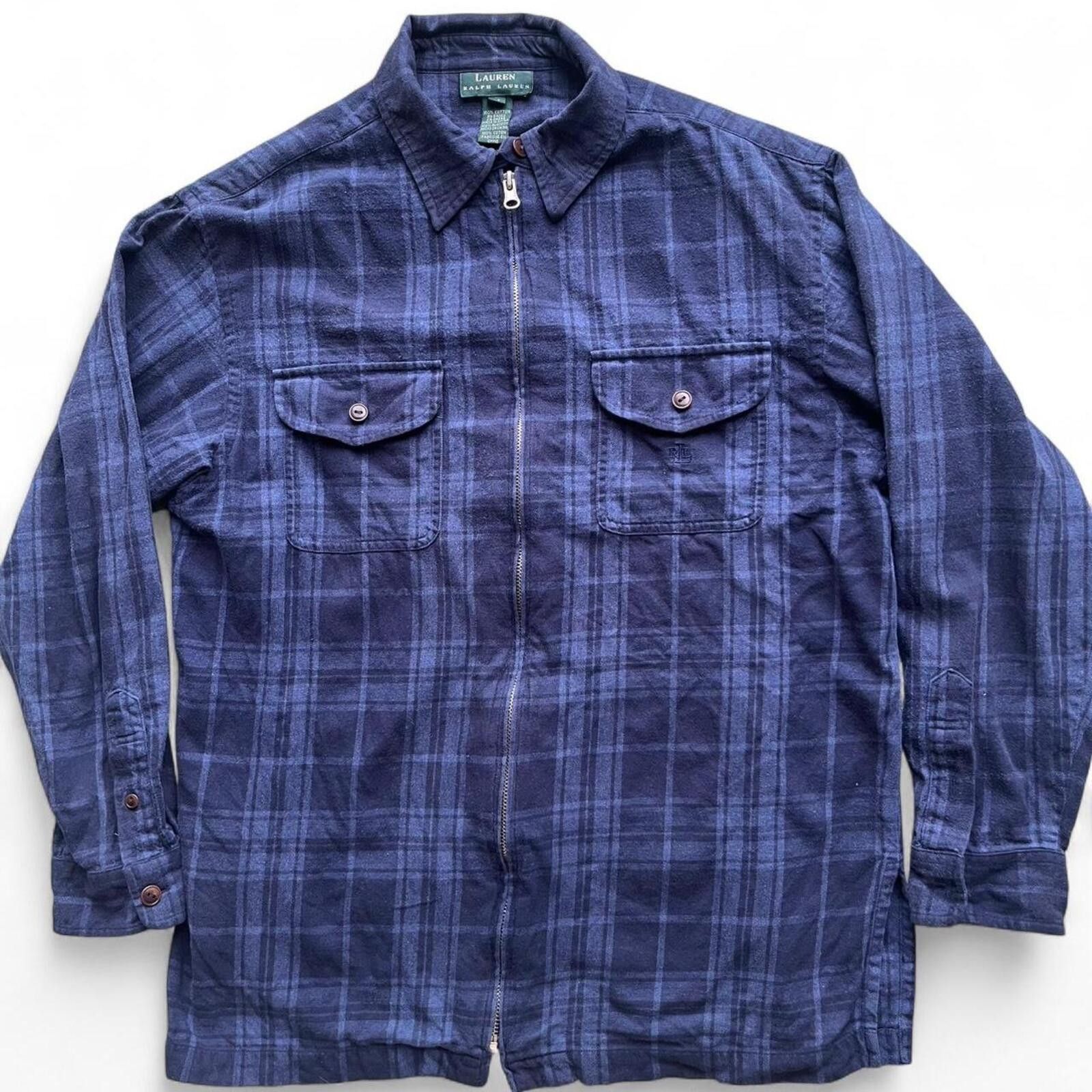 Lauren Ralph Lauren 2000s Lauren Ralph Lauren Plaid Zip Up Flannel Pocket Shirt Size US M / EU 48-50 / 2 - 1 Thumbnail