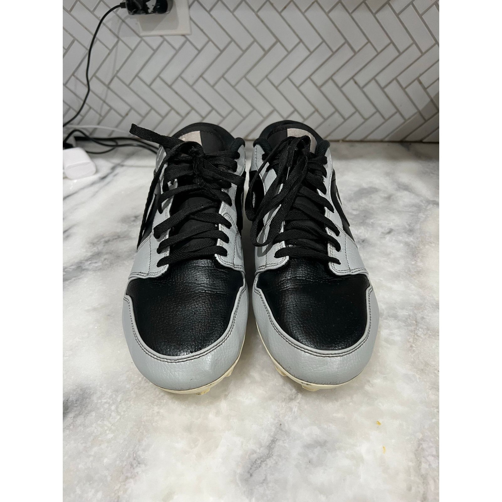 Jordan Brand Nike Jordan 1 TD Football Cleats FJ6245-002 Black White Gray Size US 12 / EU 45 - 11 Thumbnail