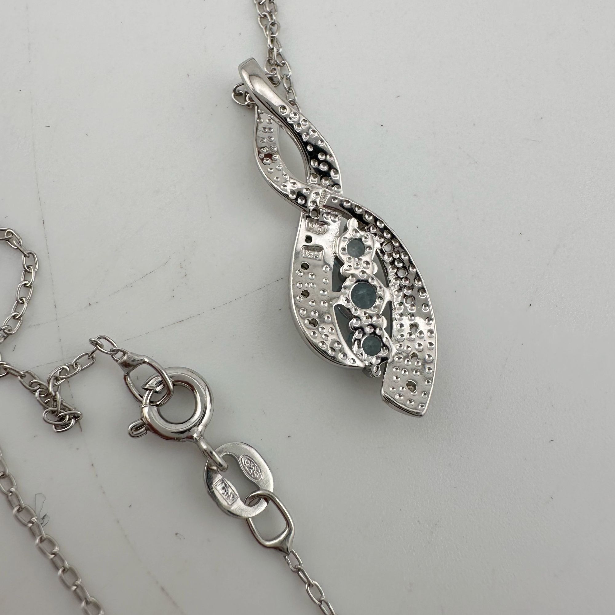 Other Blue Topaz Swirling Ribbon Necklace with Diamond Accent Size ONE SIZE - 11 Thumbnail
