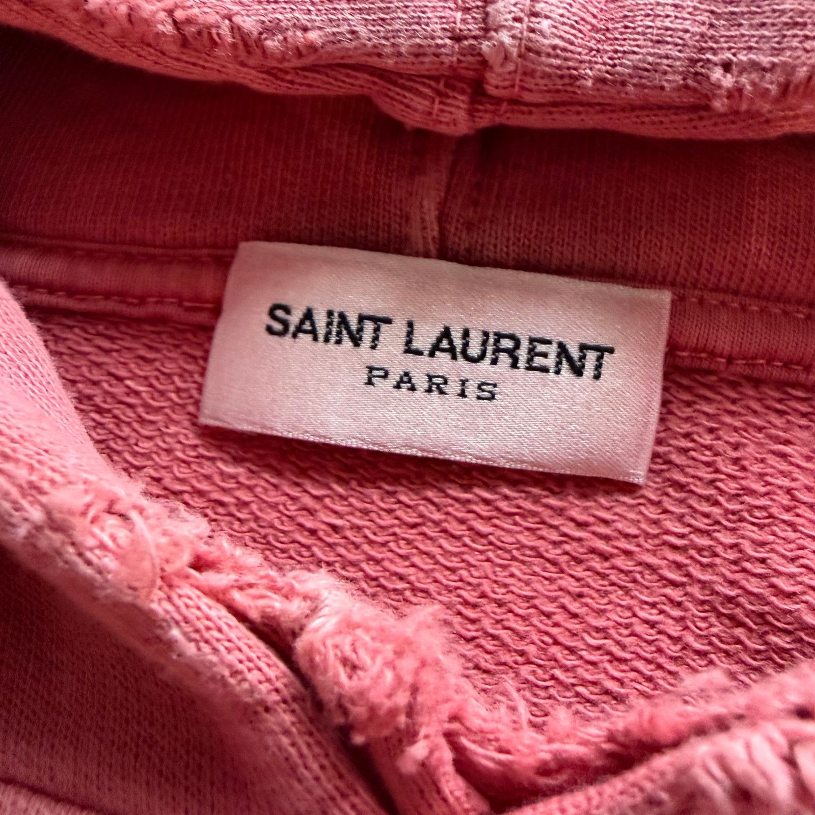 Saint Laurent Paris Yves Saint Laurent Distressed Logo Hoodie Red Size US XL / EU 56 / 4 - 7 Thumbnail