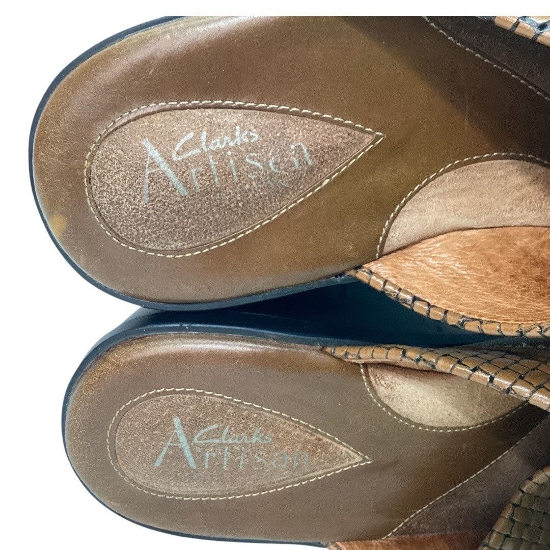 Clarks Clarks Artisan Brown Woven Leather Clogs Mules Slip-On Shoes Size US 8 / IT 38 - 6 Thumbnail