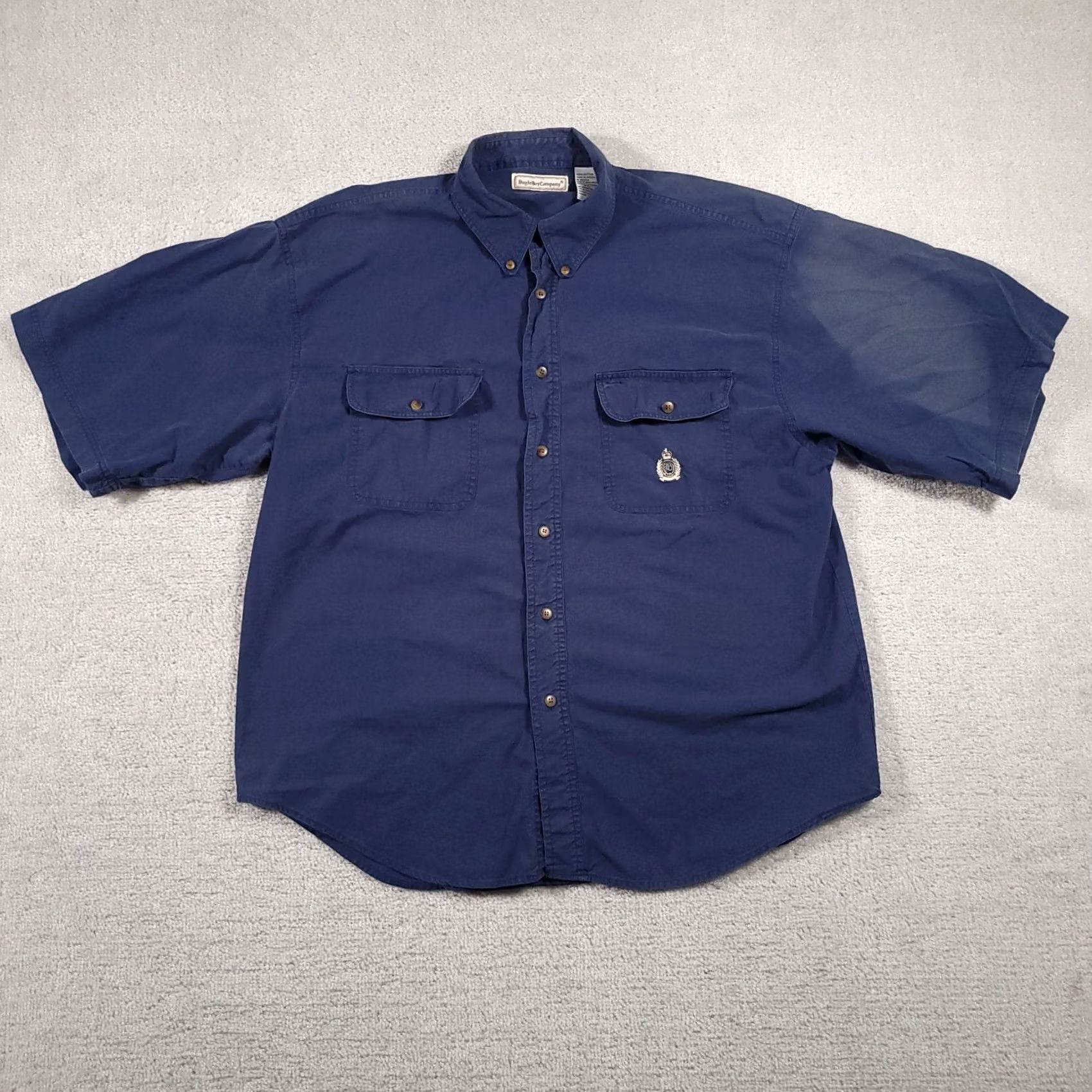 Bugle Boy VINTAGE Bugle Boy Company Navy Blue Button-Down Shirt Mens 2XL Crest Logo Shirt Size US XXL / EU 58 / 5 - 2 Thumbnail