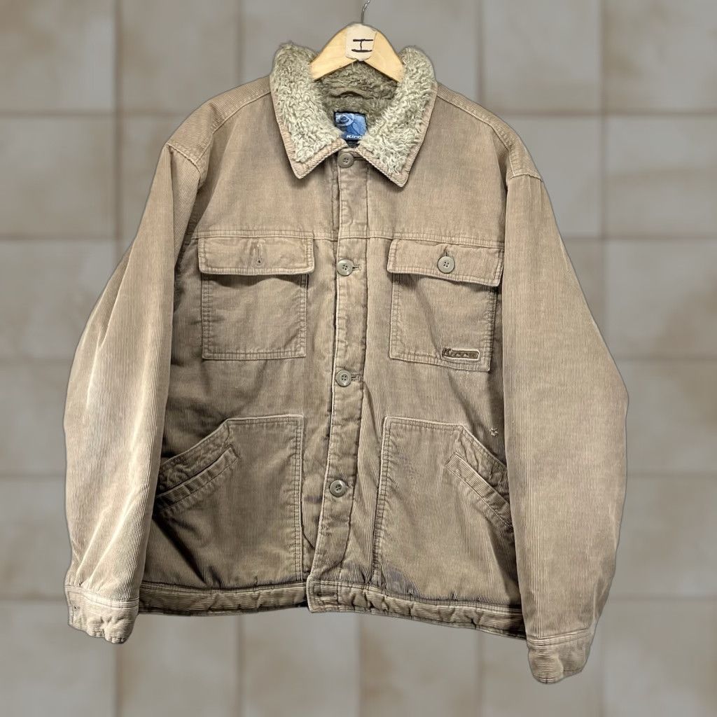Vintage VINTAGE Kirra Jacket Men XL Corduroy Sherpa Lined Trucker Heavyweight Cowboy Grunge Outdoor Beige Mid-Length 50 in Chest Mens Jacket Size US XL / EU 56 / 4 - 1 Thumbnail
