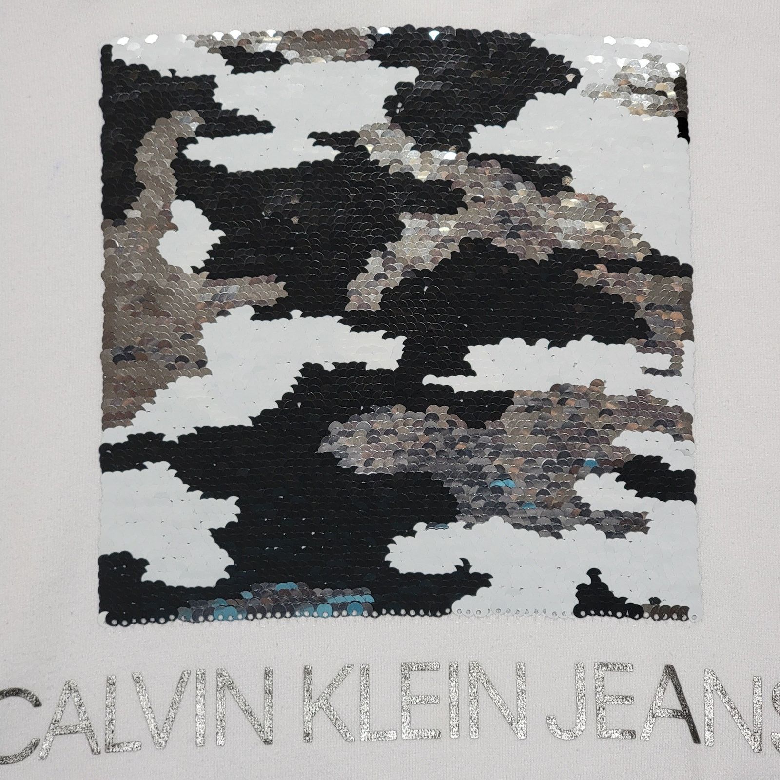 Calvin Klein Calvin Klein Jeans LS Hoodie w/ 2-Way Sequin - Size Large Size L / US 10 / IT 46 - 3 Thumbnail