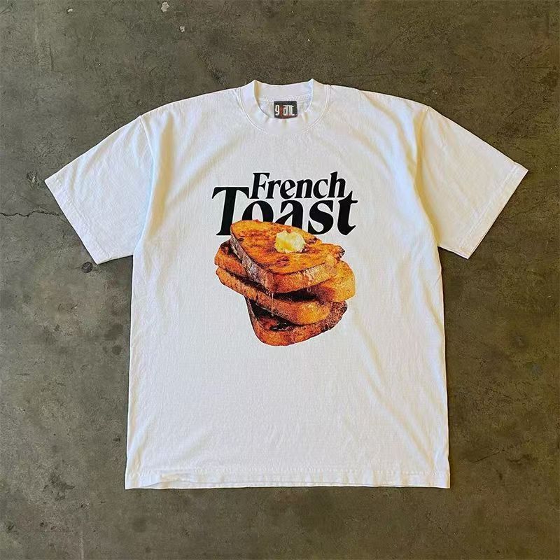 Vintage White retro toast print cotton t-shirt Size US M / EU 48-50 / 2 - 1 Thumbnail