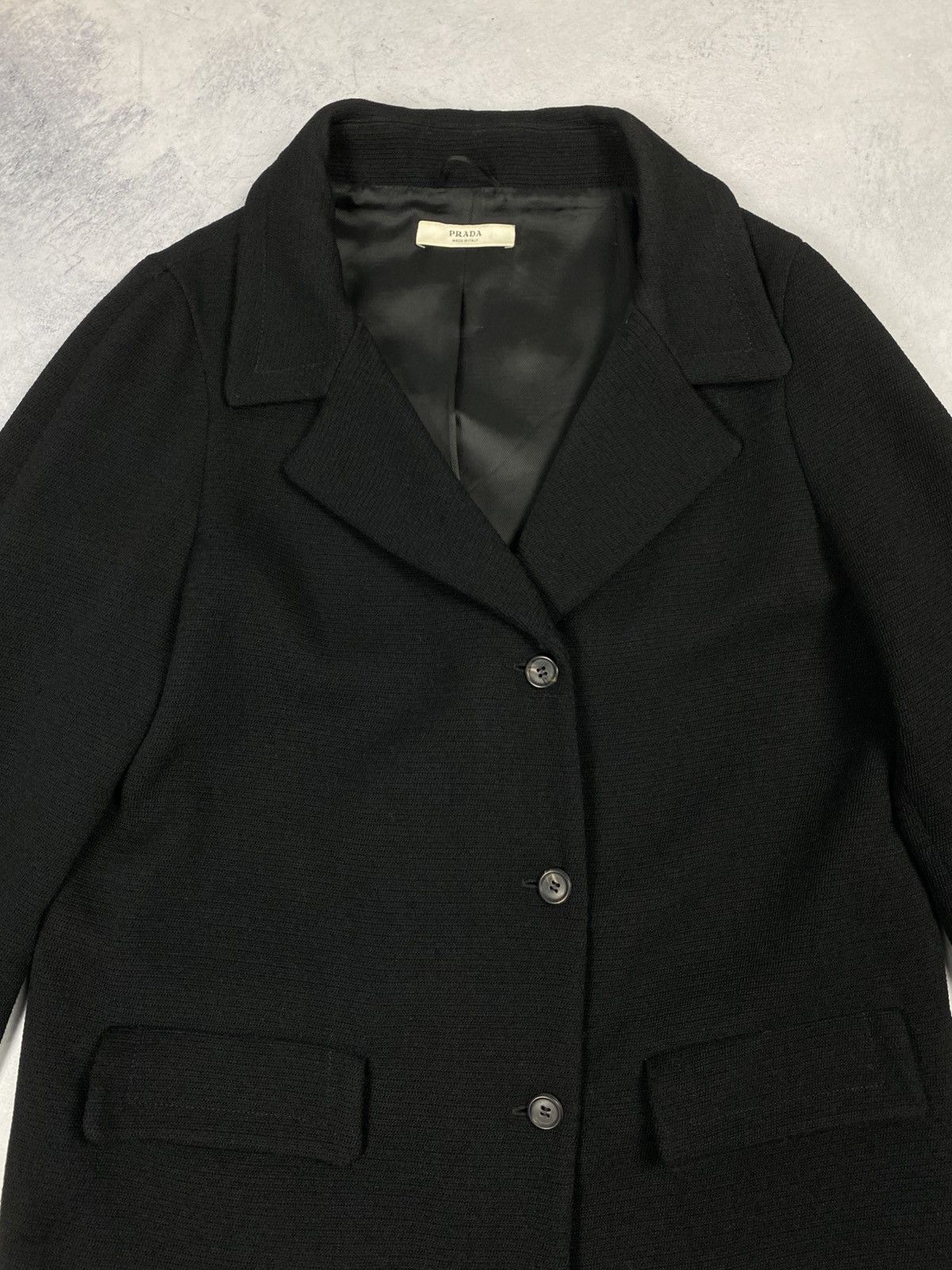 Prada Prada Button Front Collared Long Black Wool Coat Womens Size M / US 6-8 / IT 42-44 - 8 Thumbnail