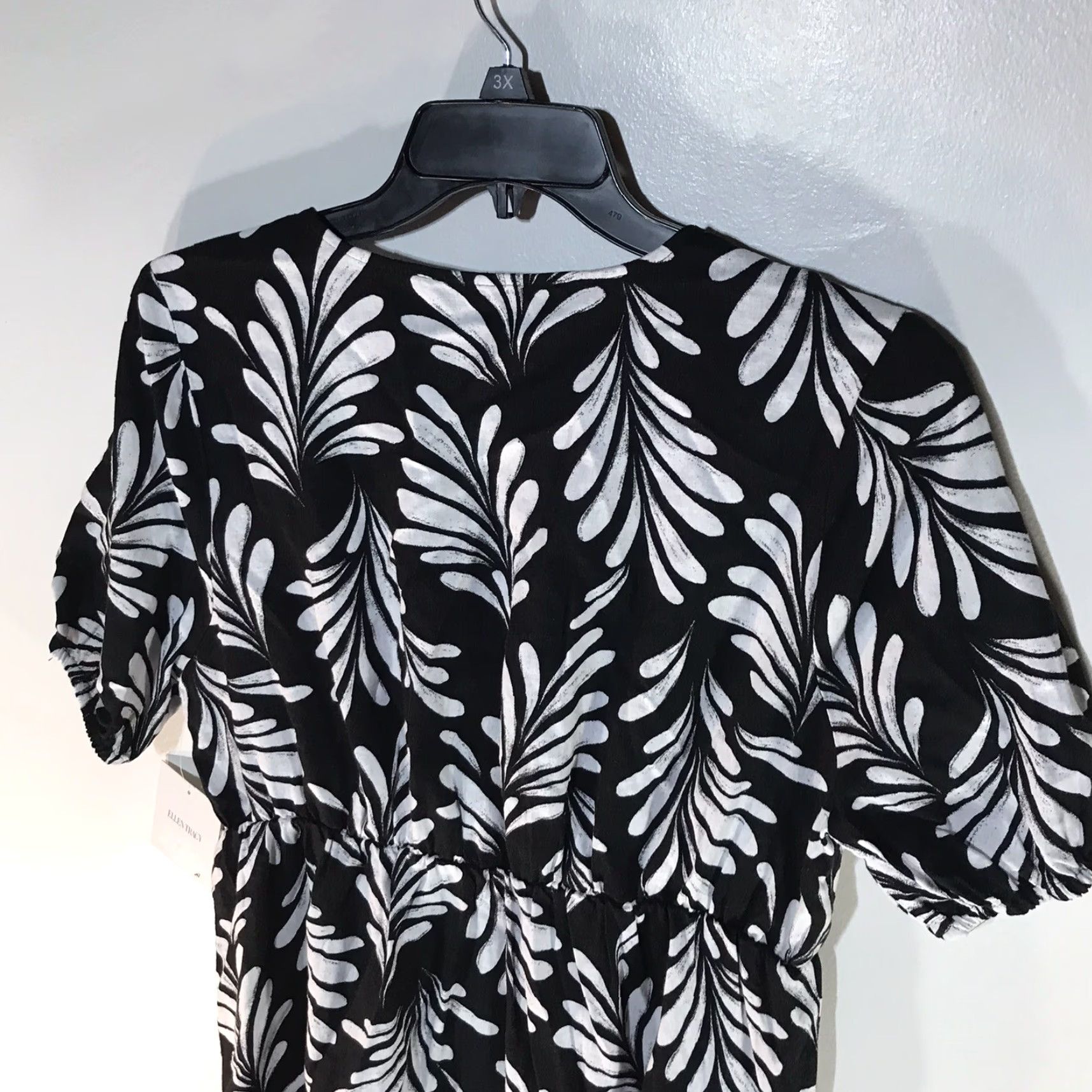 Ellen Tracy Ellen Tracy Women's Floral Linen Viscose Midi Dress Spring Summer Casual Party Black White L Size L / US 10 / IT 46 - 6 Thumbnail