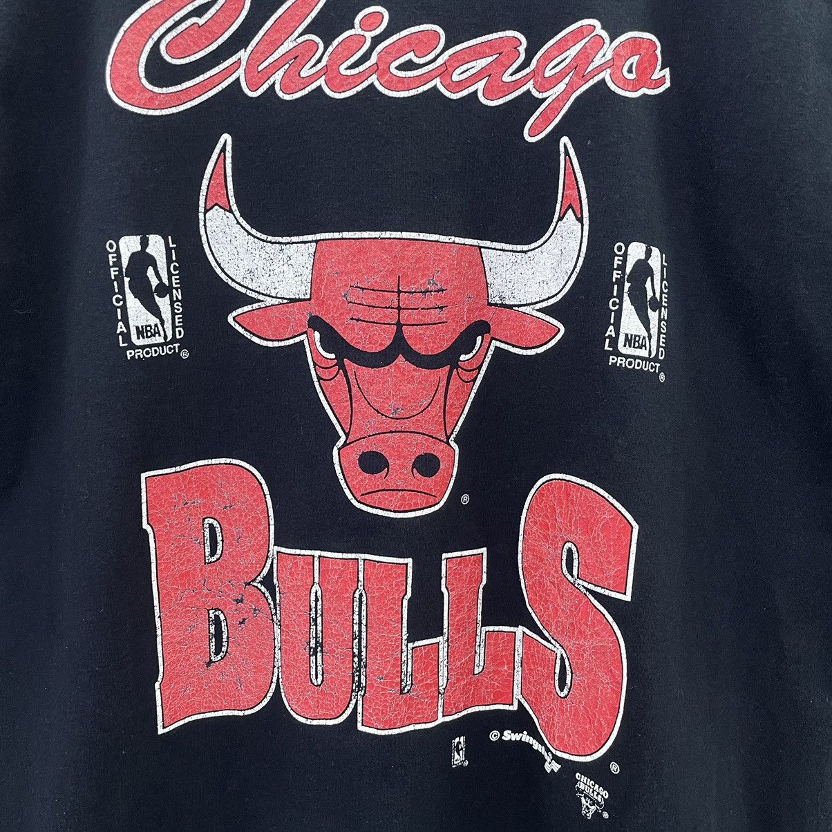 NBA × Vintage 1990s NBA Chicago Bulls by Swingster Big Logo T Shirt Size US M / EU 48-50 / 2 - 2 Thumbnail