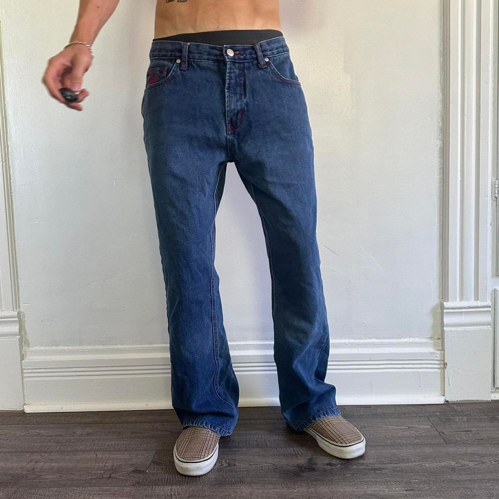 Vintage Cute Vintage Y2K Hot Stuff Blue Mom Flare Fire Flame Jean Size 30" / US 8 / IT 44 - 1 Thumbnail