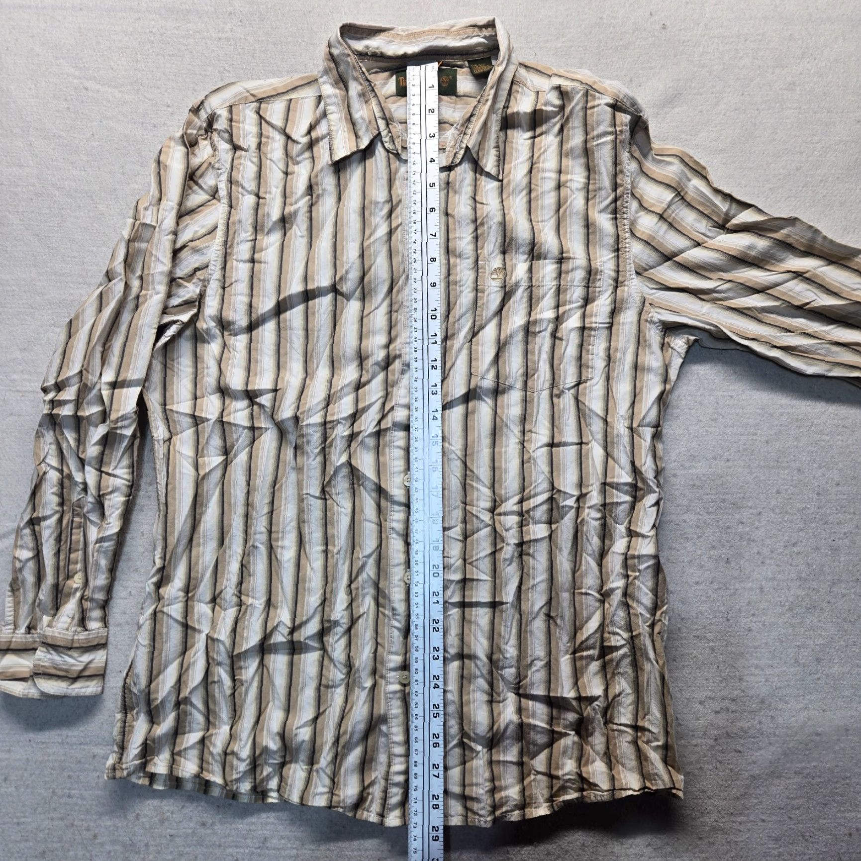 Timberland Timberland Shirt Button-Up Shirt Brown Striped Outdoors Casual Men's L Large Size US L / EU 52-54 / 3 - 6 Thumbnail