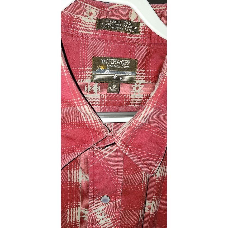Vintage 2XL Vintage Outlaw Western Red Plaid Snap-Front Long Sleeve Size US XXL / EU 58 / 5 - 1 Thumbnail