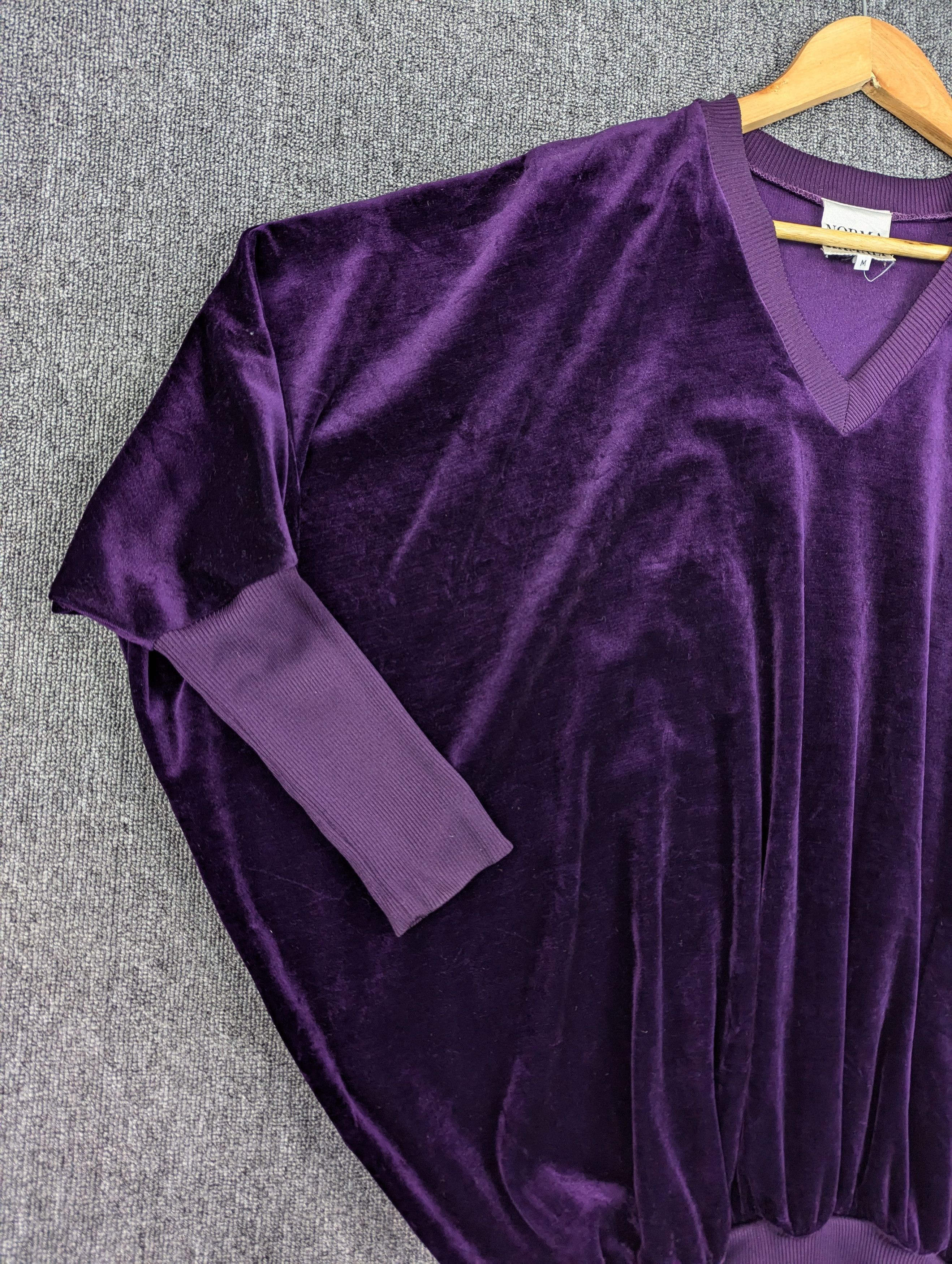 Norma Kamali Vintage Norma Kamali Purple Velvet Batwing Sweater Size M / US 6-8 / IT 42-44 - 3 Thumbnail