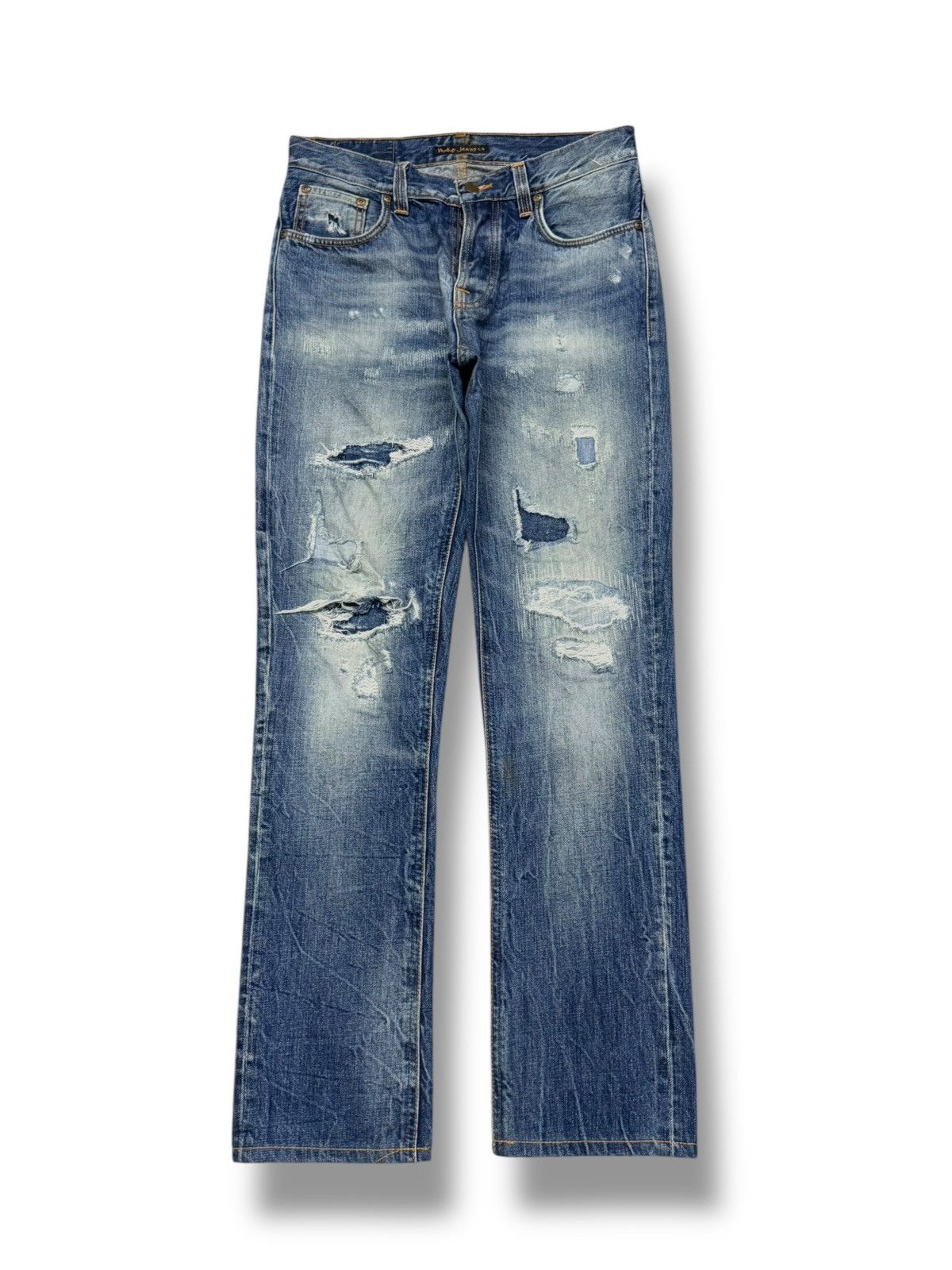 Nudie Jeans Vintage Nudie Jeans Grim Tim David Replica Distressed Denim Size US 31 - 2 Thumbnail