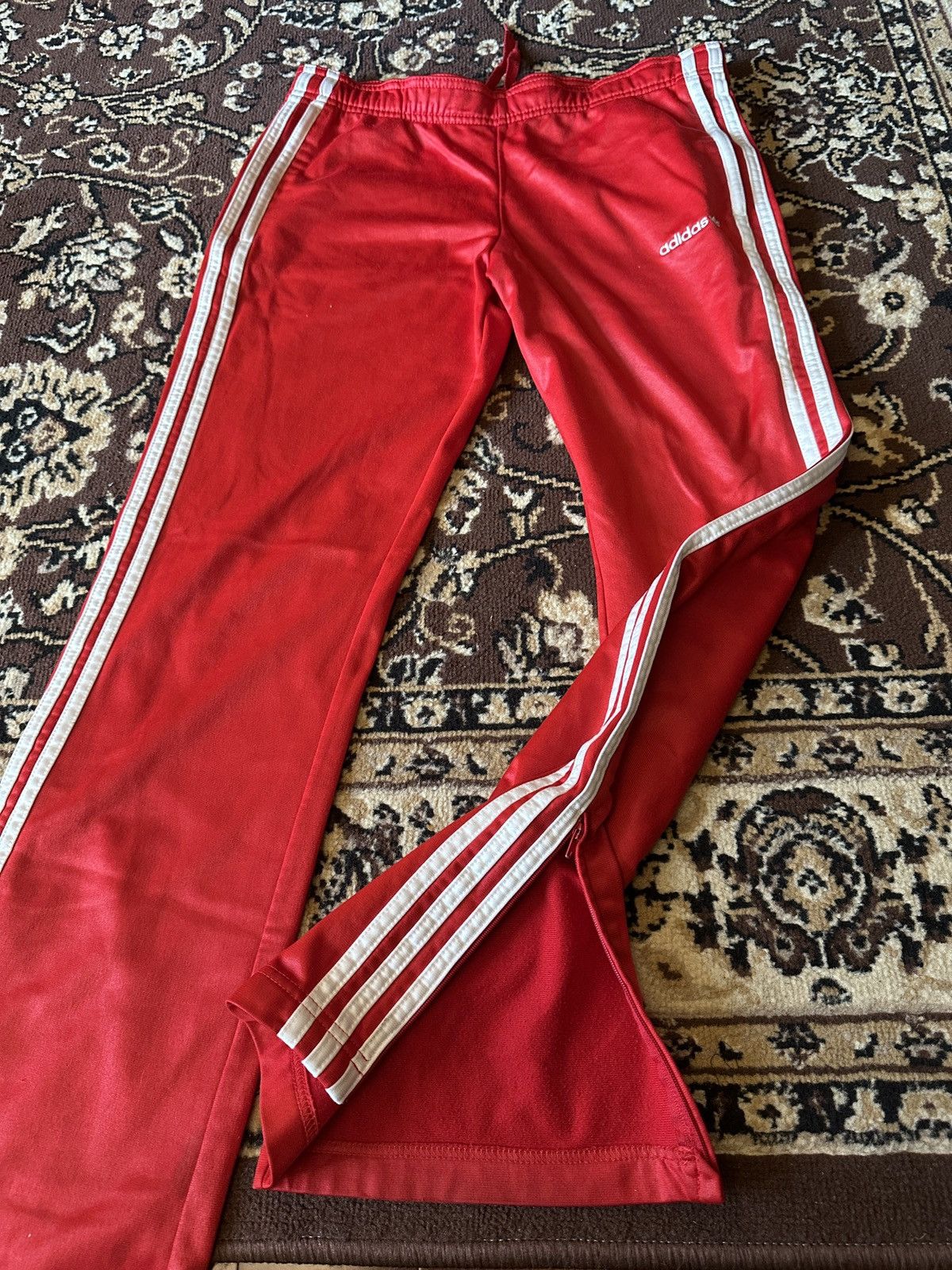 Adidas Vintage Adidas RED three stripes flared track pants. Rare Size US 30 / EU 46 - 4 Thumbnail