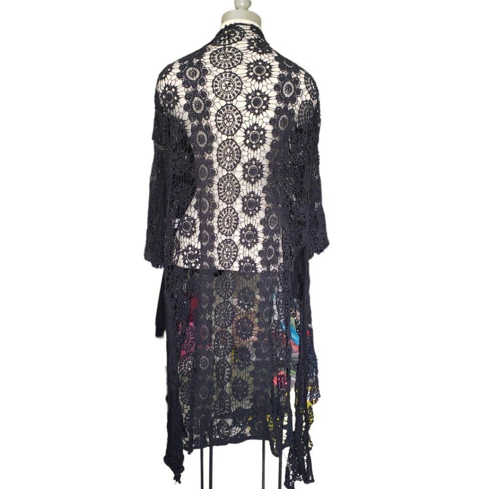 Designer CT332 Mossimo Black Applique Lace Open Cardigan S Size S / US 4 / IT 40 - 2 Thumbnail