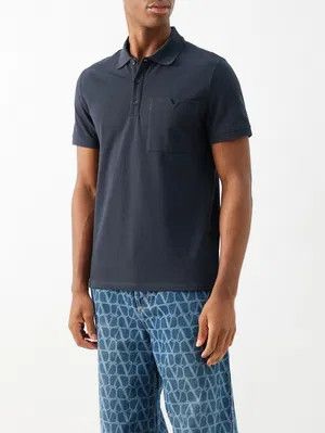 Tシャツ・カットソー VALENTINO FW25 Polo shirts (7V3MH01KB19 0NO) Valentino Garavani o1y0525 Logo Polo Shirt in Midnight Blue