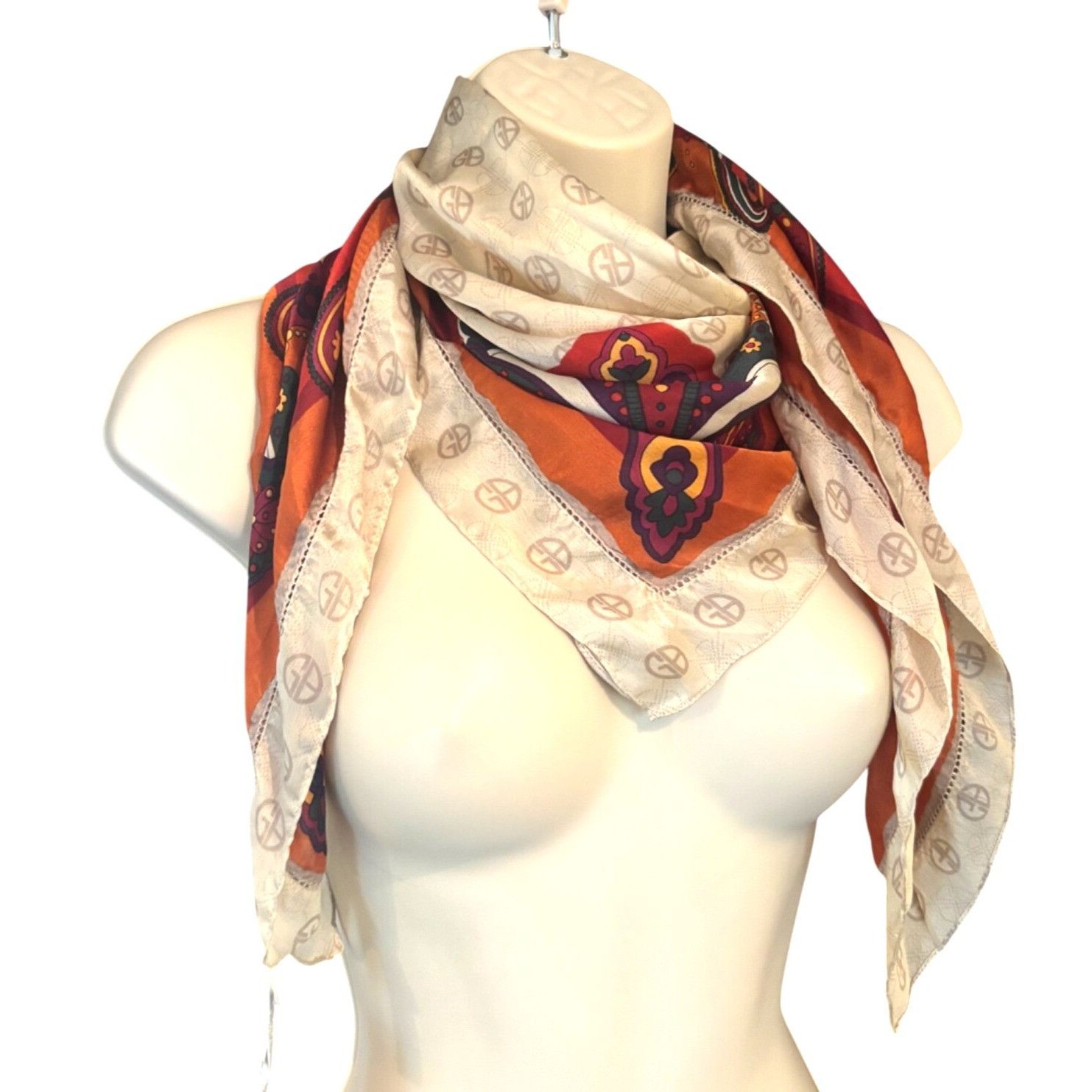 Giani Bernini Giani Bernini Logo Paisley Border Printed Scarf, Neutral-mul Size ONE SIZE - 1 Thumbnail